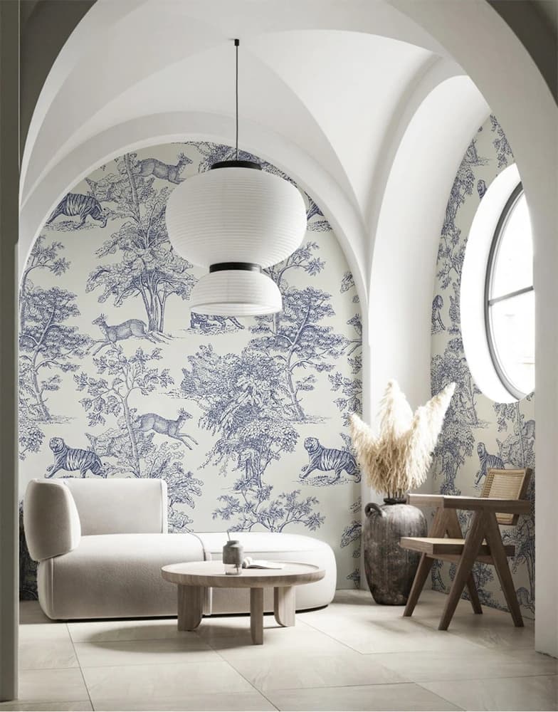 Papel tapiz personalizado para dormitorio, papel de pared ambiental de animales de la selva, tigre, bosque blanco y negro, fondo mural para