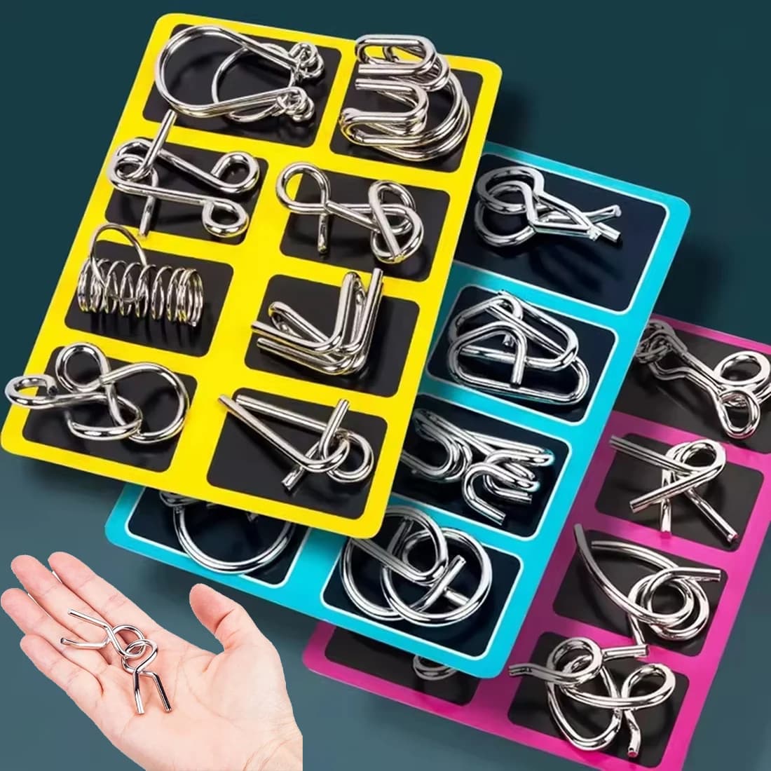Rompecabezas de anillo chino de acero inoxidable, rompecabezas intelectual, juego de desarrollo IQ para niños, pensamiento lógico para adultos