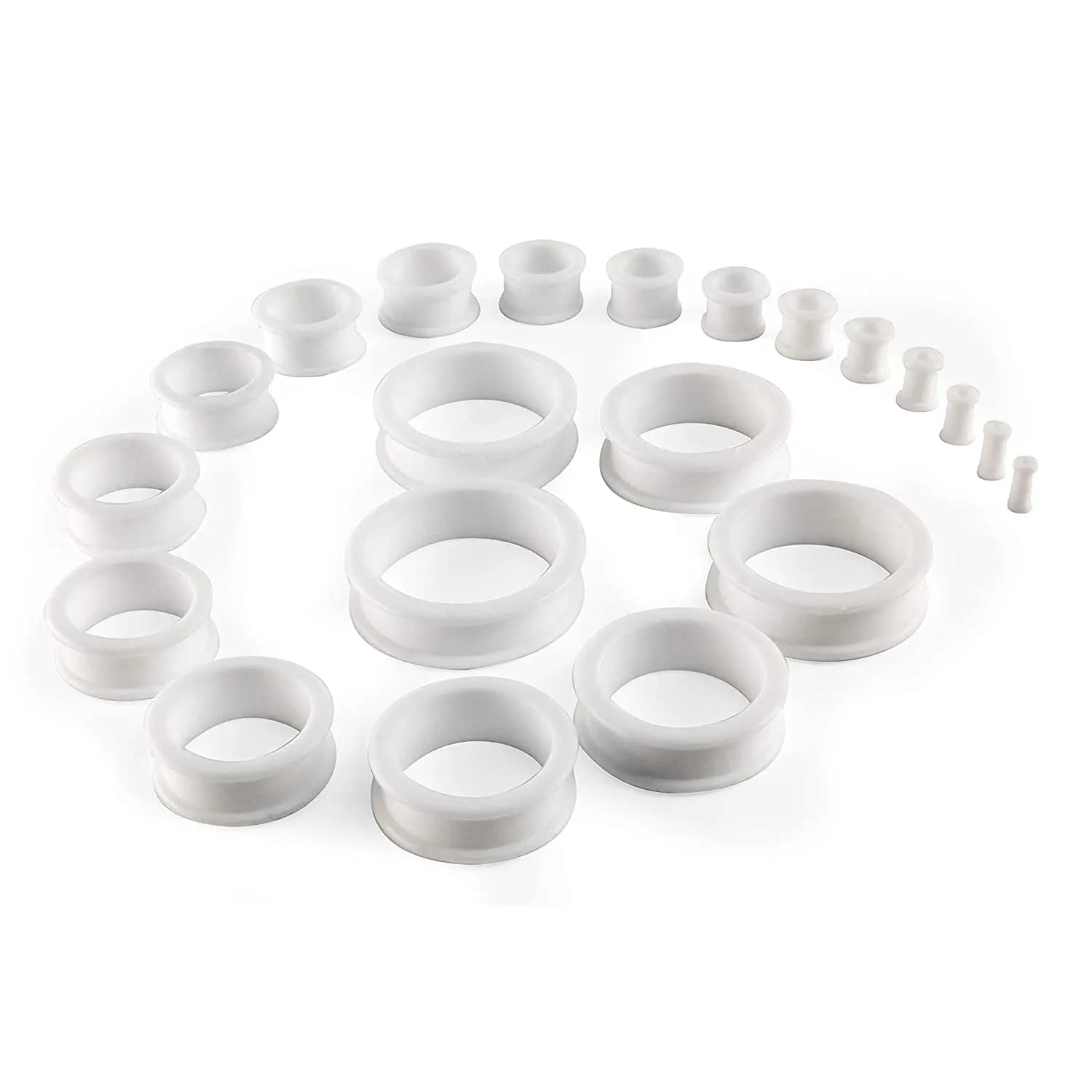 Tapones para túnel de oreja de carne acampanados dobles flexibles de silicona hueca de tamaño grande de 3-38mm Kit de anillos ensanchadores de