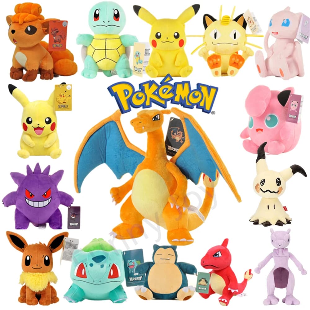 POKEMON-juguete de peluche Original Gengar Pikachu Kawaii Charizard, muñeco de peluche auténtico, juguetes Piplup de dibujos animados suaves y