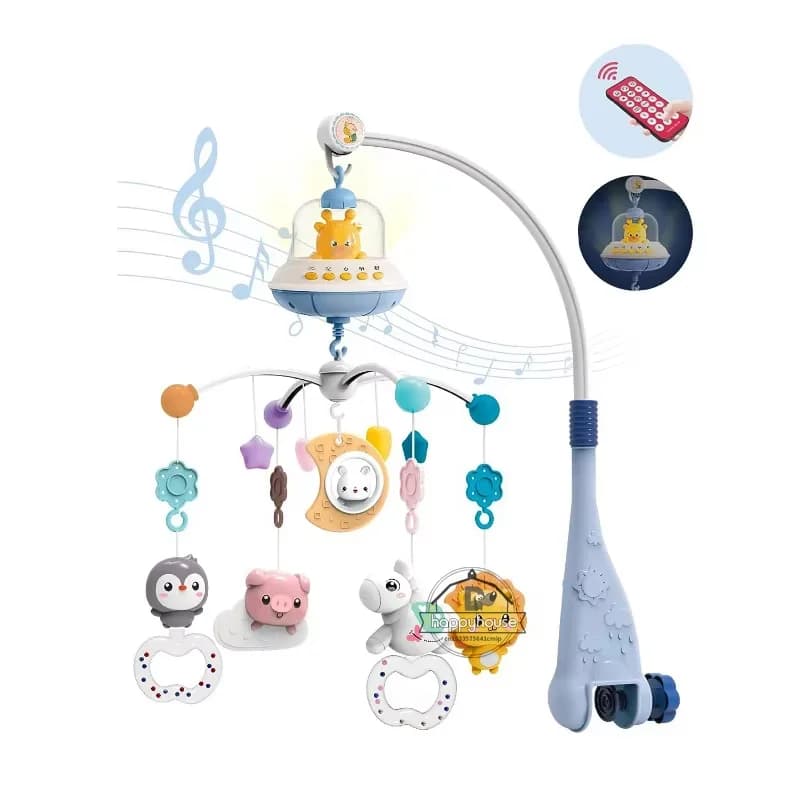 Móvil Musical para cuna de bebé con luces, proyección musical para bebés, juguetes de cuna con Control remoto para bebé recién nacido, móvil