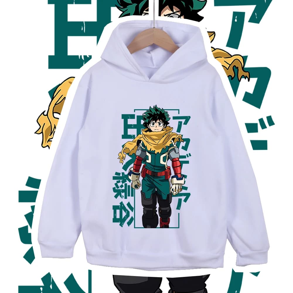 Camiseta de algodón de Anime para niños, Sudadera con capucha Unisex con estampado de Mha Midoriya para niños y niñas, ropa informal de dibujos