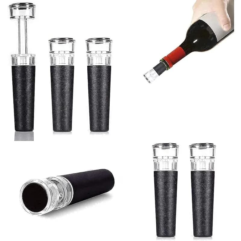 Tapón de Vino al Vacío, Tapones Reutilizables con Bomba de Vacío Integrada, Sellador de Botellas de Vino a Prueba de Fugas, Tapas de Silicona,