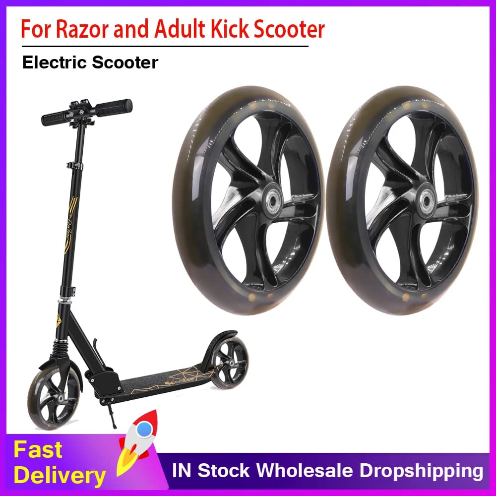 1/2 ruedas sólidas de 200mm para patinete adulto, maquinilla de afeitar y patadas para adultos con ruedas de rodamientos ABEC 7, rueda de patinete de