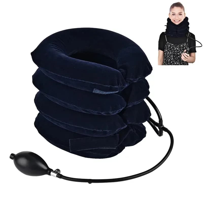 Masajeador de cuello inflable de 3/4 capas, soporte de tracción Cervical, alivio de PainStress, almohada de cuello, soporte de estiramiento