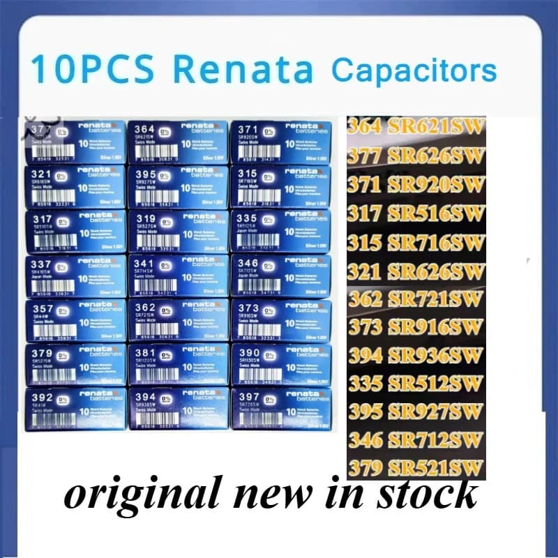 10 unids/set Condensadores Renata 364 377 371 315 321 317 394 362 395 SR621SW SR626SW SR920SW SR716SW SR616SW SR516SW SR936SW Swiss