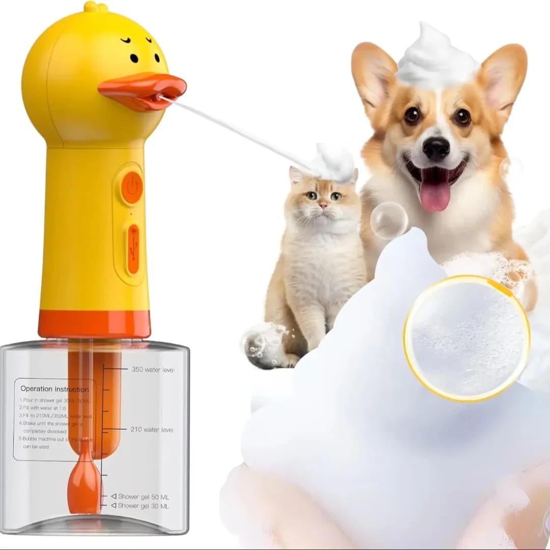 Máquina de Espuma Eléctrica para Baño de Mascotas con Diseño de Pato, Carga USB, Dispensador Automático de Jabón, Accesorios para Mascotas