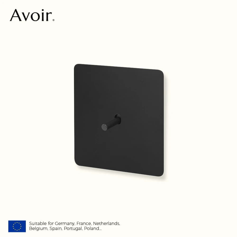Avoir-Interruptor de palanca de pared de 2 vías, atenuador negro mate, Panel de acero inoxidable, toma de corriente EU FR tipo C, cargador, puerto de