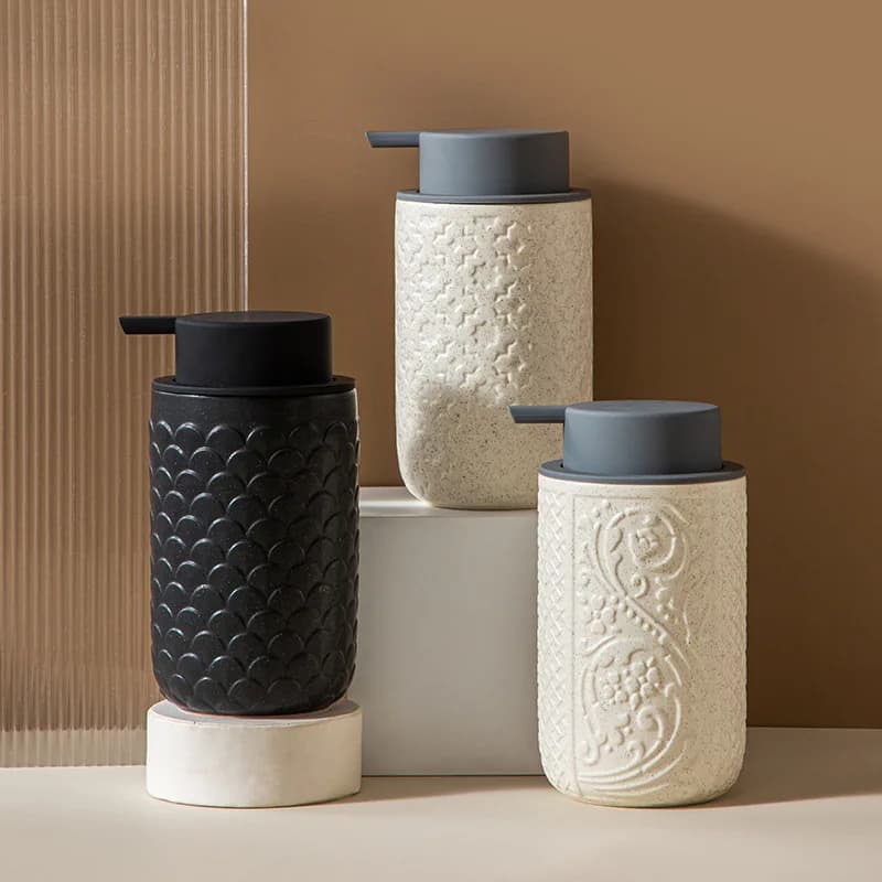 Botella de jabón de lujo para lavado corporal, modelo de cerámica, dispensador de espuma líquida para habitación y baño, botella dispensadora de