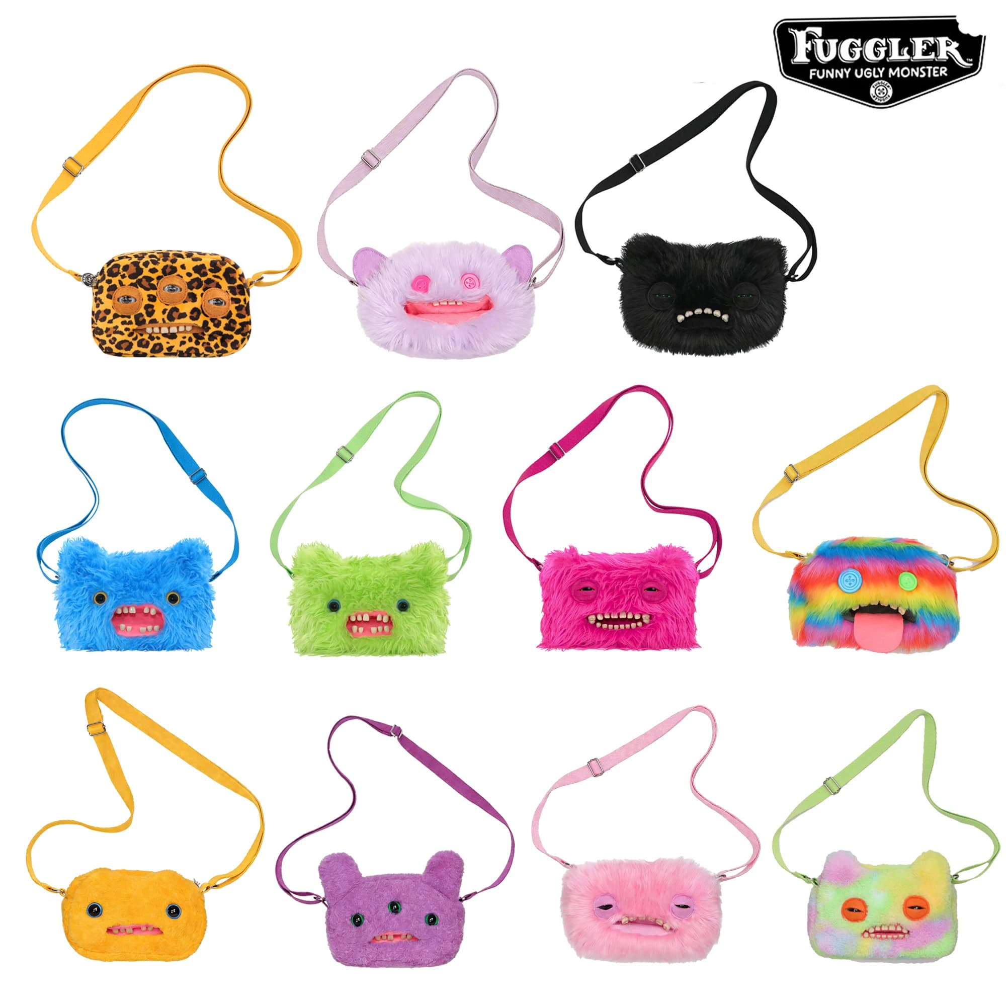 Bolso cruzado de peluche Fugglers Ugly Teeth Monster, cartera de peluche linda, bolso cruzado Fuggs con correa para el hombro, peluches de animales