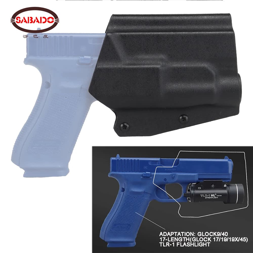 Kydex-funda táctica ligera para pistola, GLOCK9/40, 17-LENGTH, GLOCK17/19/19X/45, con linterna de TLR-1, soporte ajustable