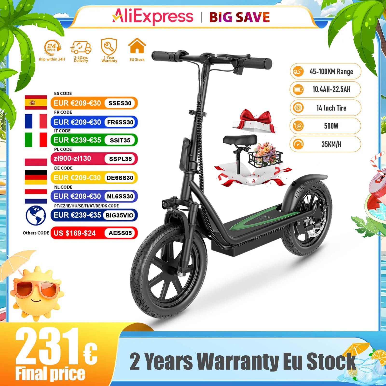 JUICEASE ESBS/ESBS PRO 500W Scooter Eléctrico 10,4/22.5AH batería potente Scooter 45-100KM alcance máximo patinete eléctrico inteligente