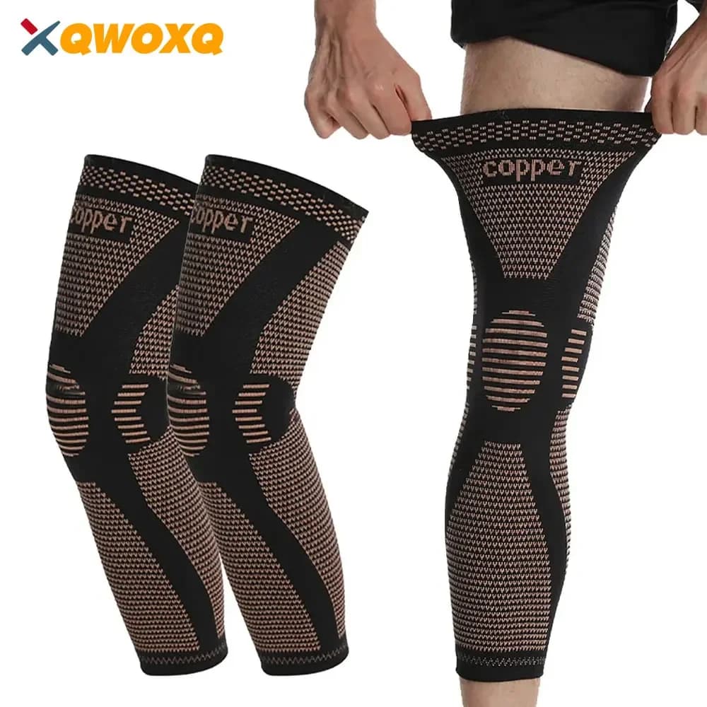Manga de compresión de pierna completa Mangas de rodilla de cobre Soporte para muslo, rodilla, pantorrilla, artritis, 20-30 mmHg Reduce la hinchazón