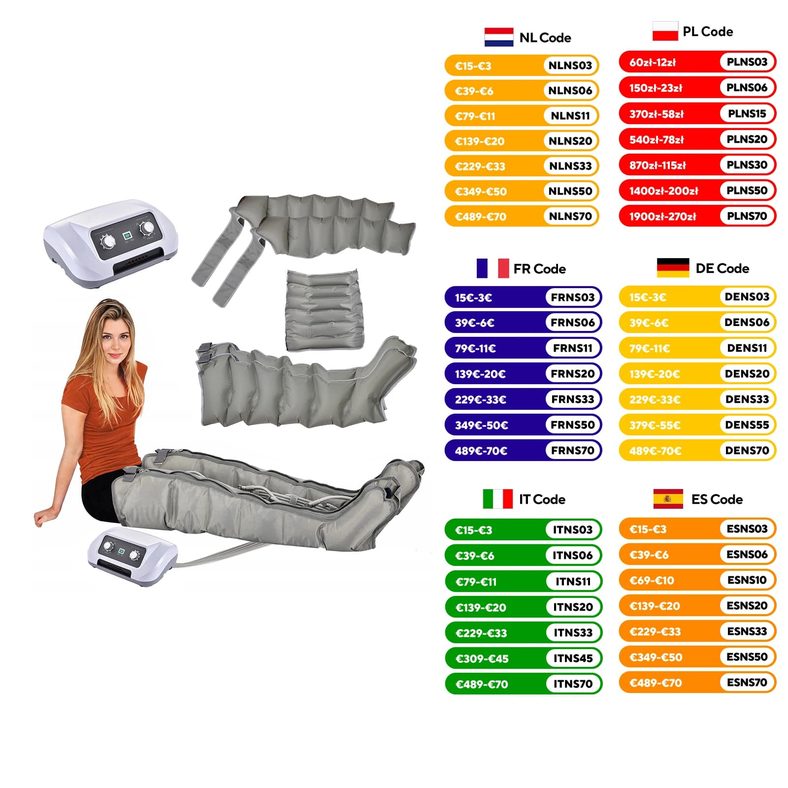 Masajeador de compresión de aire de 6 cámaras, sistema de masaje de compresión de aire para todo el cuerpo, calcetines de compresión para pies,
