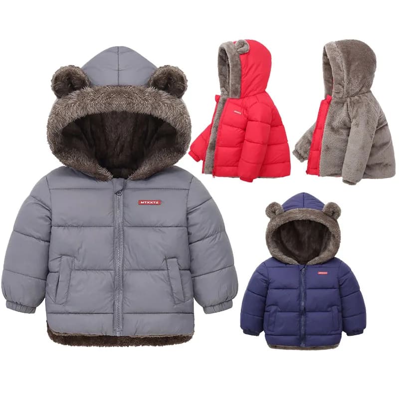 Chaqueta con capucha para bebés y niñas, prendas de vestir exteriores de algodón, abrigo de lana grueso para niños, chaquetas acolchadas de