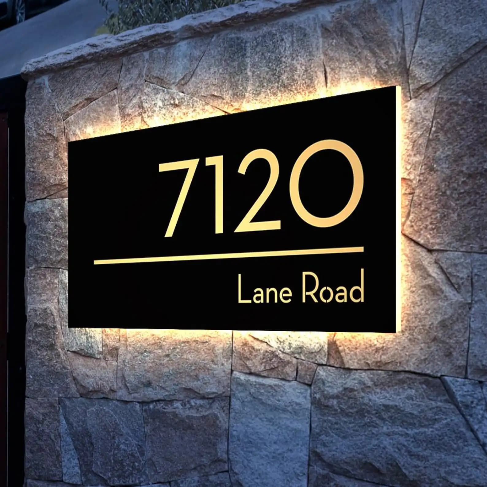 Placa de número de casa LED iluminada personalizada, señal de dirección acrílica retroiluminada moderna, señal de puerta impermeable duradera