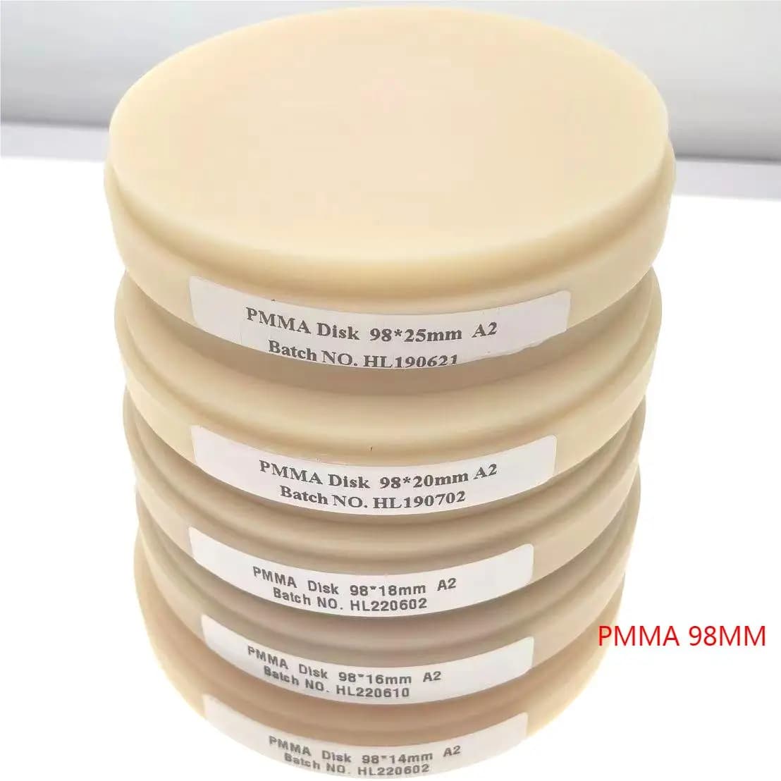 5 uds 98mm bloque Dental PMMA CAD CAM disco Mlling A1 A2 A3 para laboratorio Dental