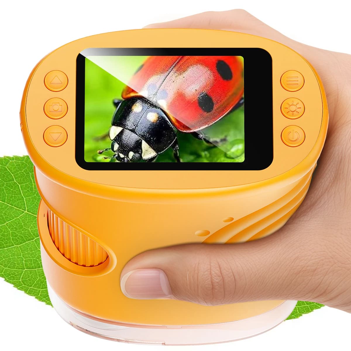 Microscopio de mano 1000X para niños, Mini microscopios digitales de bolsillo recargables con pantalla de 2,0 ", regalo Edu portátil para niños y
