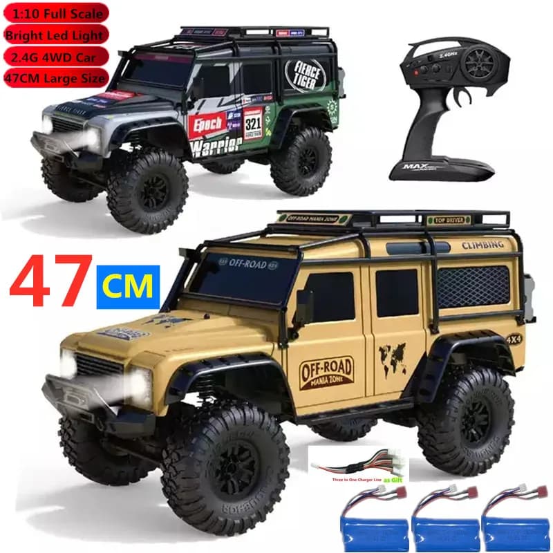 2,4G 1:10 4WD profesional 47CM camión grande RC rc Beast Rock Crawler camión de escalada faro de alta velocidad Control remoto coche regalo