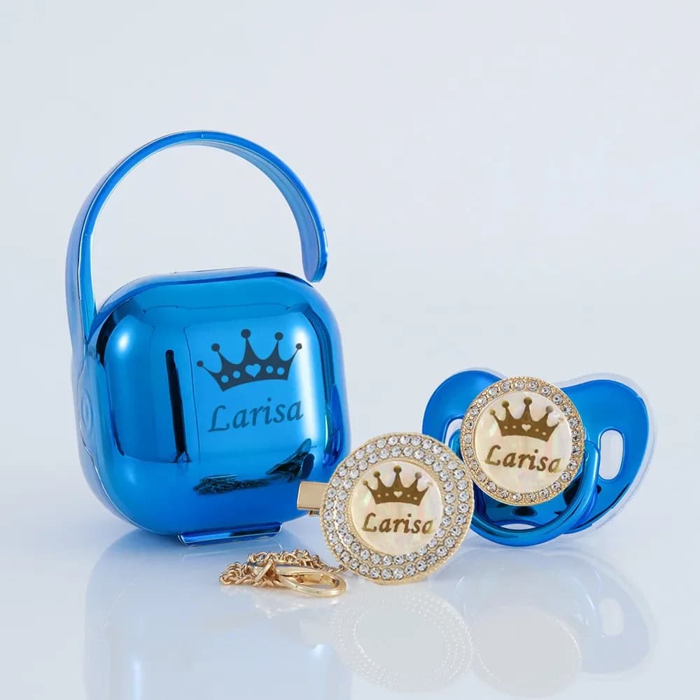 MIYOCAR-chupete metálico ostentoso personalizado, caja de chupete con clip, libre de BPA, regalo ideal de lujo para baby shower