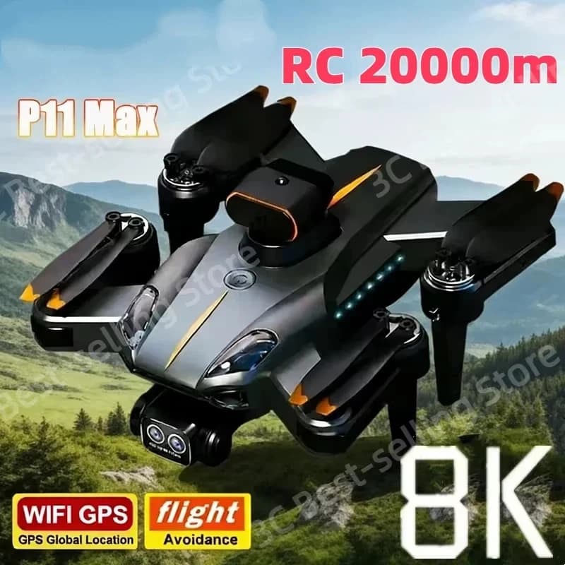 Dron P11 Max con GPS, 8K HD, 5G, Fotografía Aérea Profesional, Cámara Dual, Evitación de Obstáculos, Quadrotor sin Escobillas, 20000M, 2026