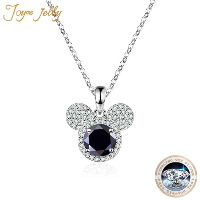 JoyceJelly-colgante de plata de ley S925 para mujer, collar de diamantes de moissanita de 1 quilate, joyería de lujo, Mickey, cabeza de rata, ratón