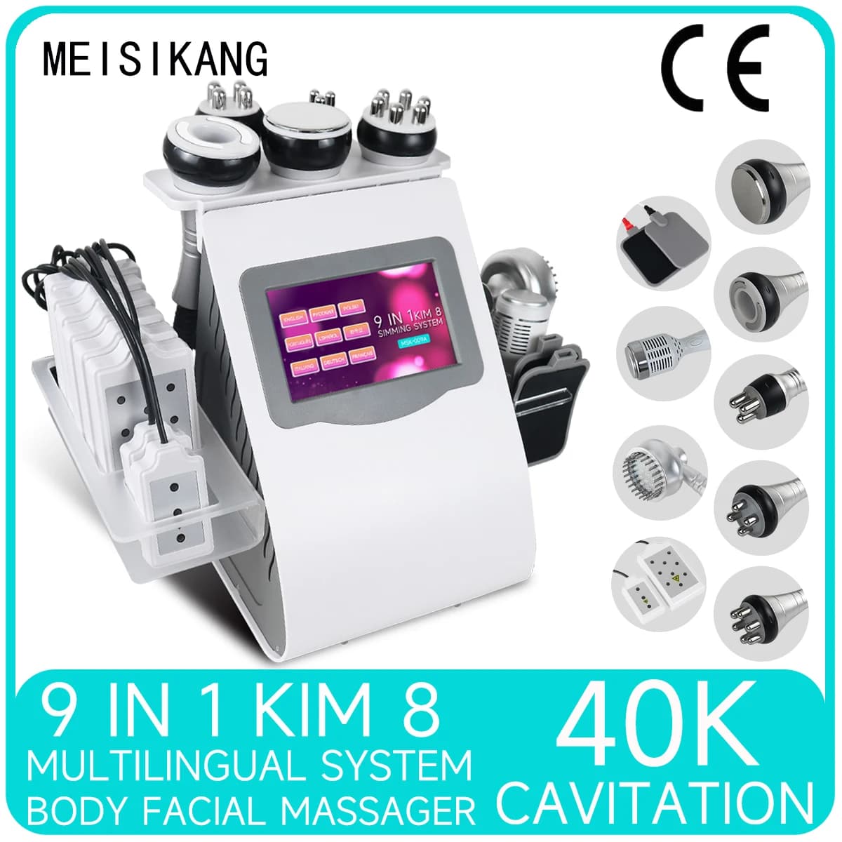 MEISIKANG-máquina de cavitación ultrasónica KIM8 para pérdida de peso, masajeador anticelulitis 9 en 1, 40K, Ems cavitacion 9 en 1 profesional