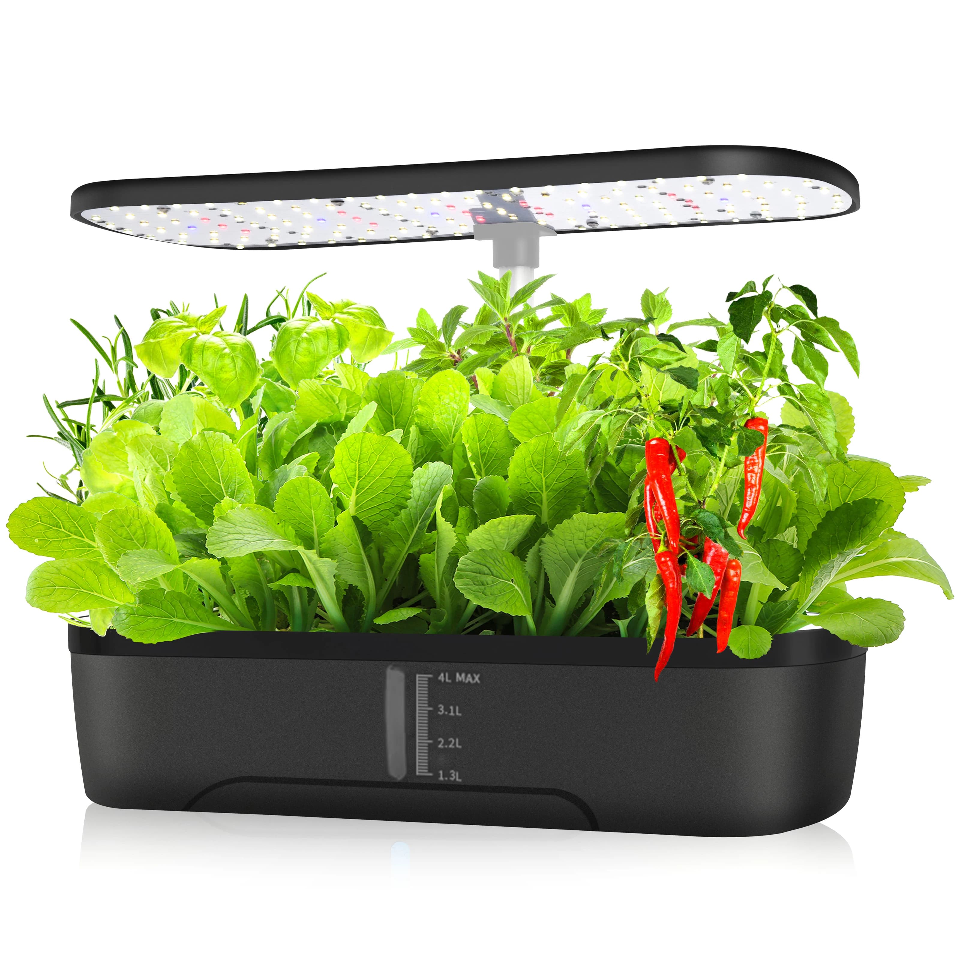 Sistema de cultivo hidropónico de 12 vainas, kit de jardín de hierbas, altura ajustable interior con temporizador automático, luz LED de cultivo de
