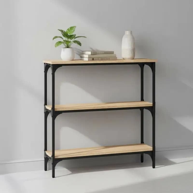 Mesa consola de madera de ingeniería en roble Sonoma, 75 x 22,5 x 75 cm