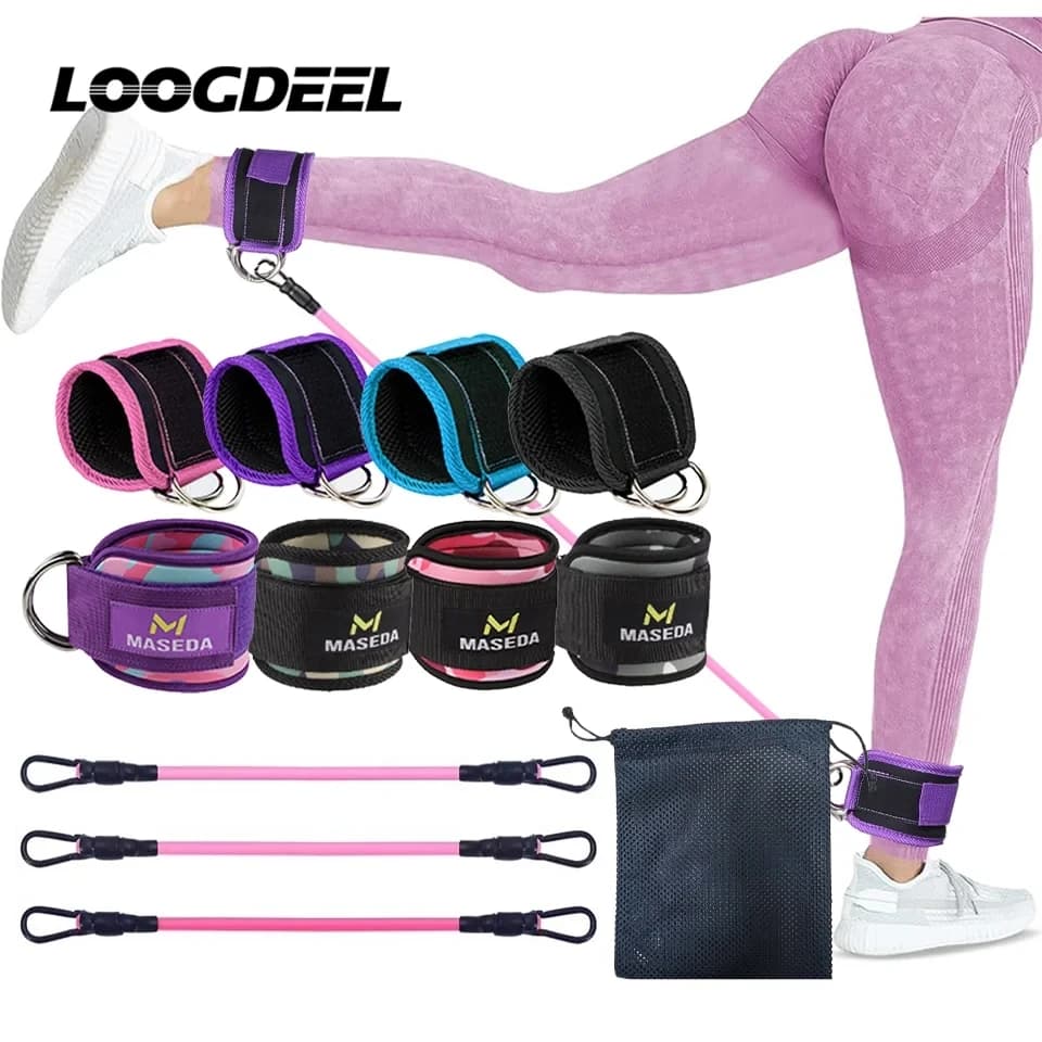 LOOGDEEL bandas de resistencia TPE correas de tobillo Fitness anillo en D soporte puños de tobillo banda de Yoga protector de gimnasio extensiones de