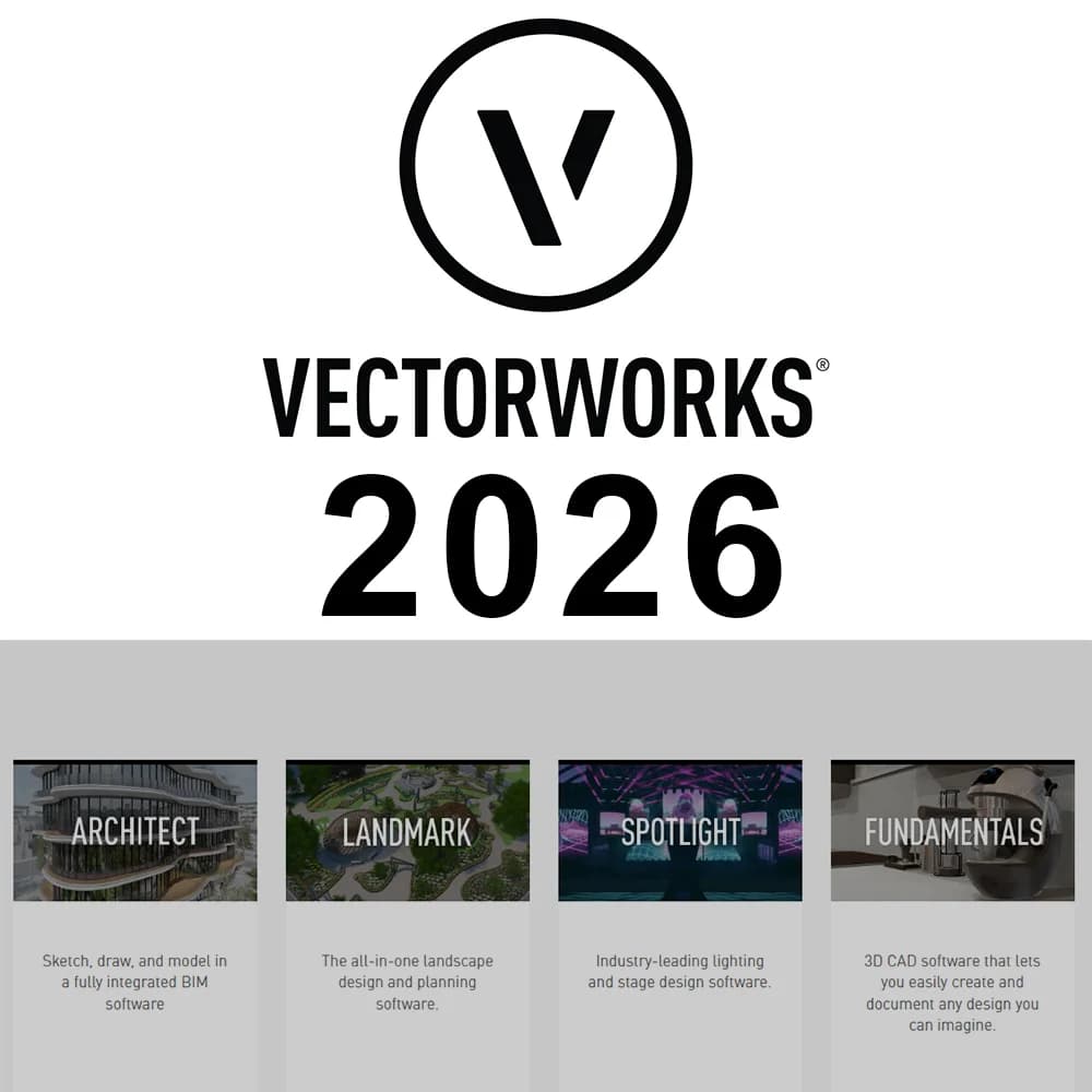 Software Vectorworks 2026 para Windows y Mac, Licencia Completa Spotlight Architect Designer Landmark CAD, Módulos Completos, Controlador DMX,