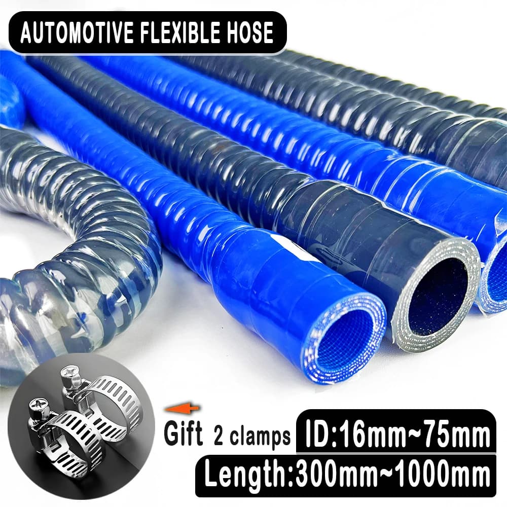 ID16 ~ 75mm azul negro Universal manguera Flexible de silicona tubo de entrada de aire de coche tubo de radiador Intercooler tubo corrugado de alambre