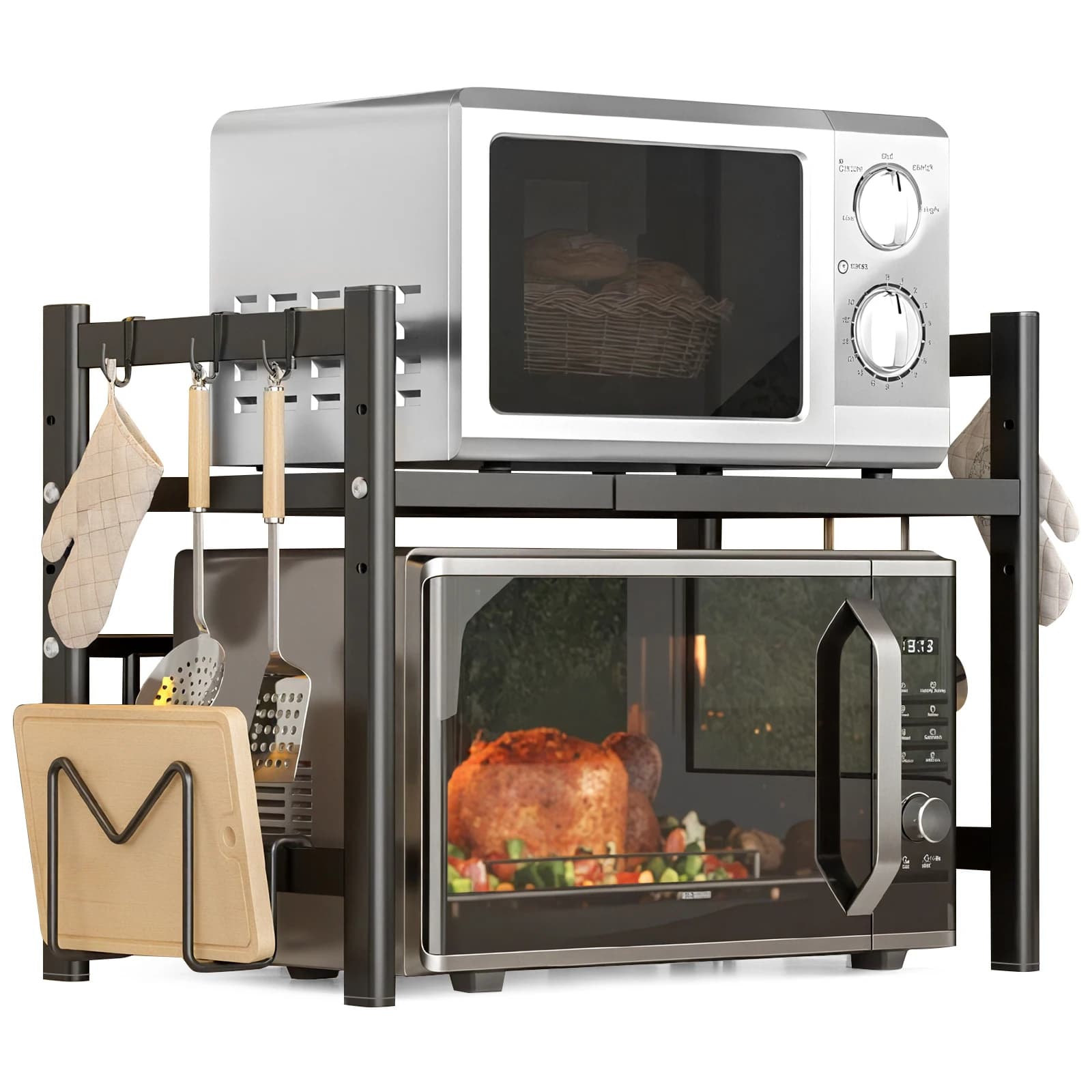Estante expandible para microondas, soporte para horno microondas, estante esquinero para cocina, estante para impresora de escritorio, estante para