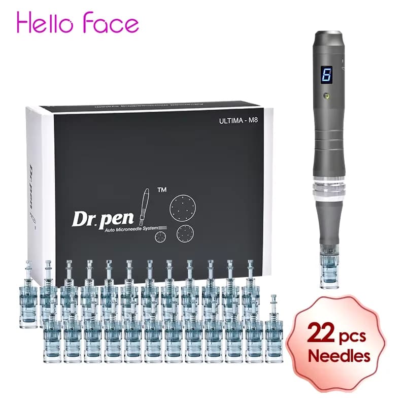 Dr. Pen Ultima M8 con 22 cartuchos, kit inalámbrico de microagujas MTS Derma, máquina de belleza para uso profesional, longitud de la aguja 0.25 mm
