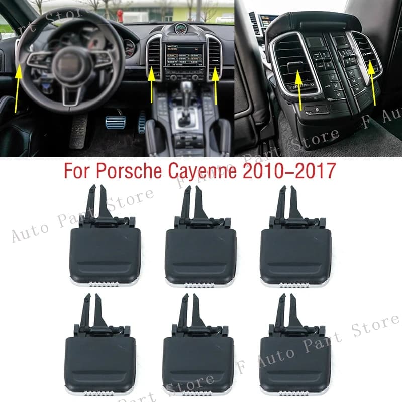 Para Porsche Cayenne 2010-2017 salpicadero delantero de coche salida de aire acondicionado trasero A/C salidas de aire acondicionado pestaña Clip