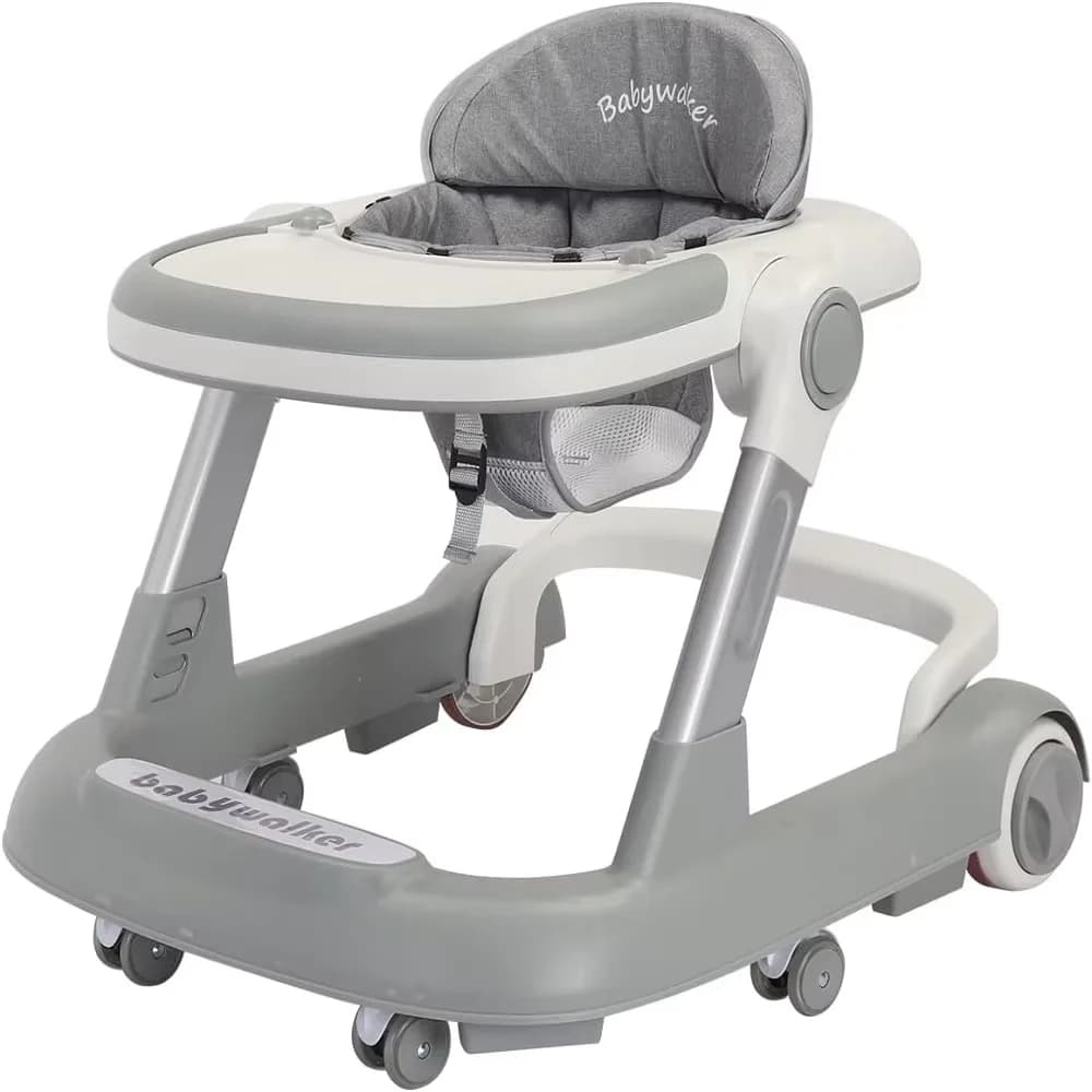 Andador para bebé 2 en 1: carrito de empuje plegable y ajustable en altura con diseño antideslizante, elegante equipo para bebé de 6 a 18 meses