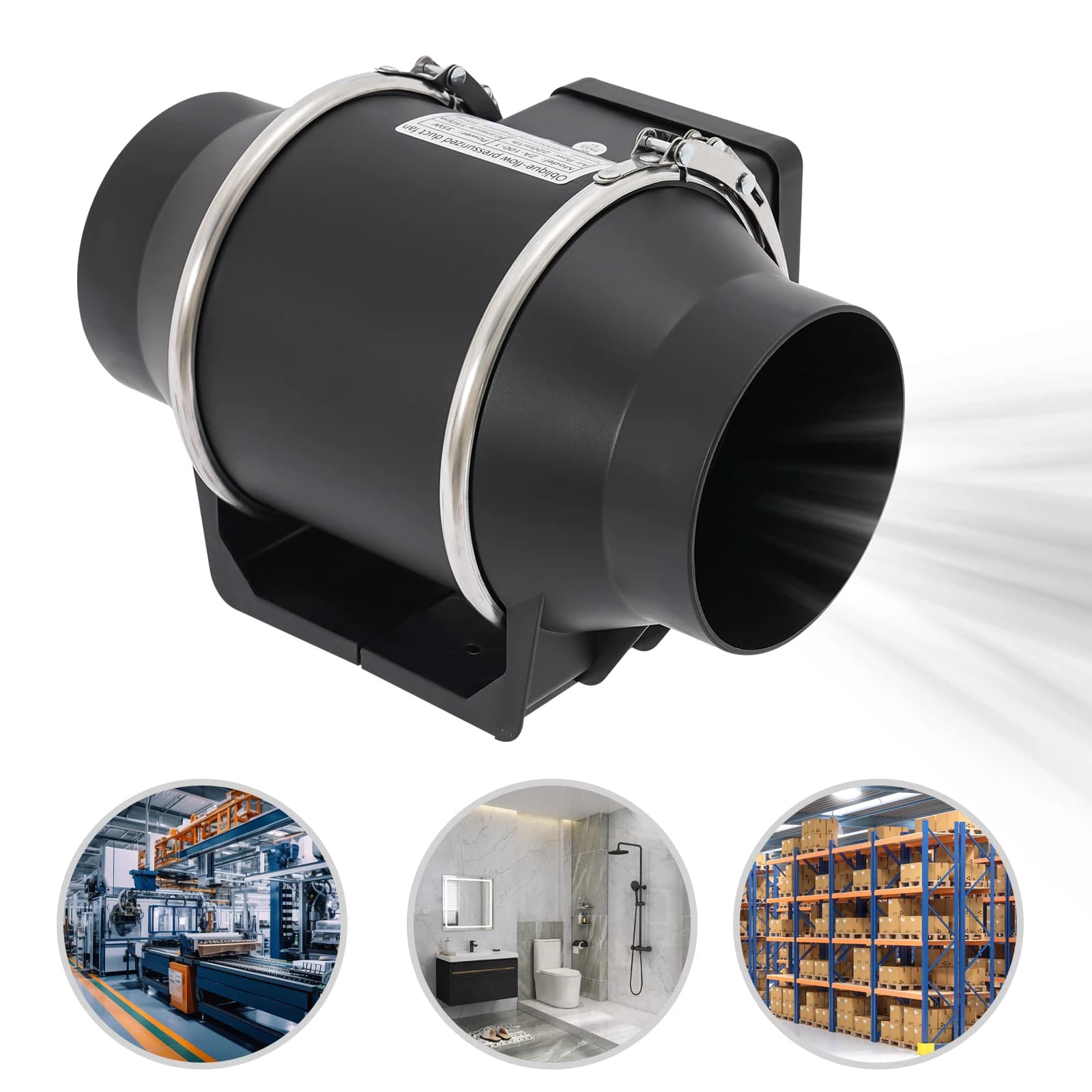 Extractor de aire de 220 V, ventilador de ventilación de conducto silencioso, Extractor de tubo de ventilador de conducto de 2600 RPM para cocina,
