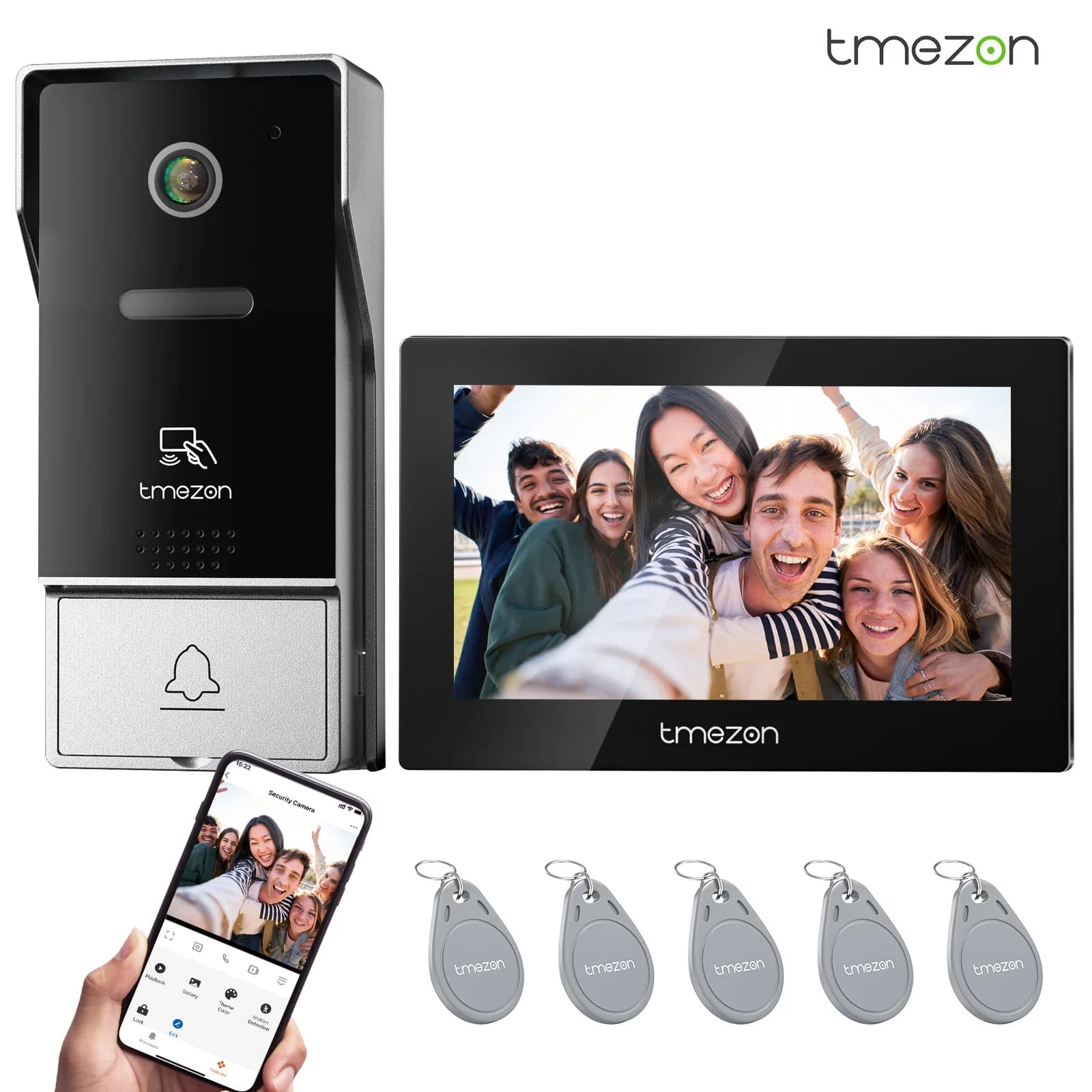 Sistema de videoportero WiFi TMEZON de 4 hilos con cámara, videoportero IP con pantalla táctil de 7 pulgadas y 1080P, Tuya, desbloqueo remoto