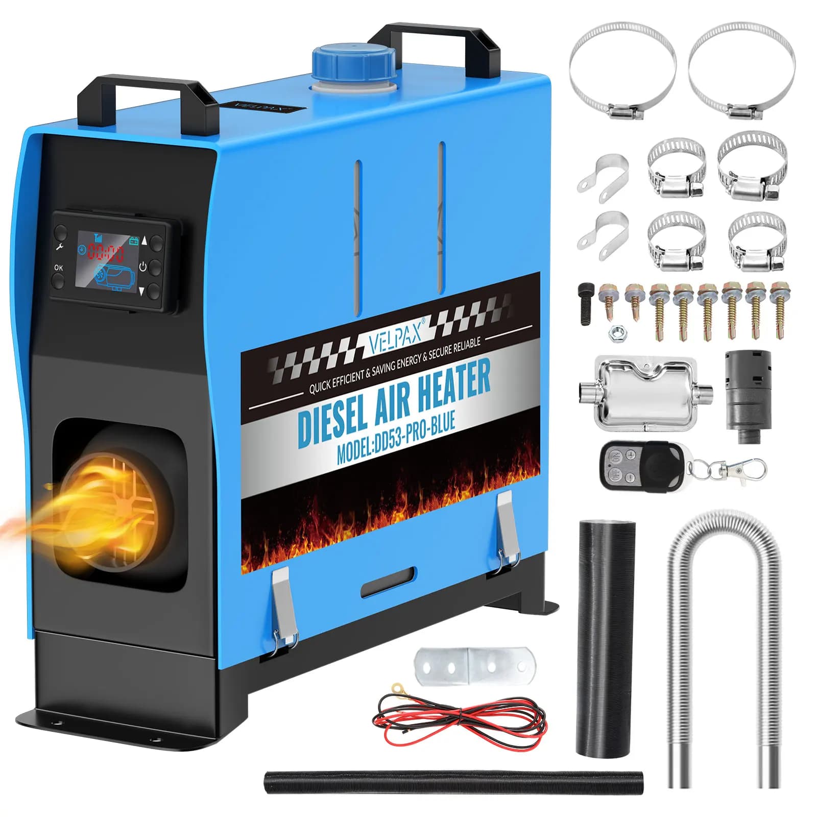 Calentador Diésel de 8kW 110V – Calentador de Aire Diésel Portátil con Control Remoto, Pantalla LCD Grande, Control Remoto Inteligente,