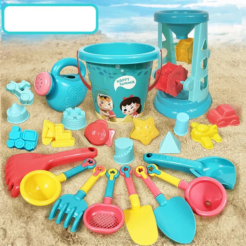 23 Uds. Juego de juguetes de playa de verano para niños, cubo de plástico para excavación de arena, botellas de riego, palas, juego de agua de