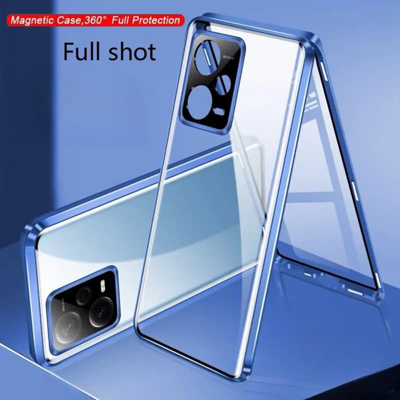 Funda Magnética de Doble Cara de Vidrio Templado para Teléfono OPPO X9 X8 X5 X3 Pro K13 Turbo Pro 5G, Cubierta Protectora de Lente de Metal