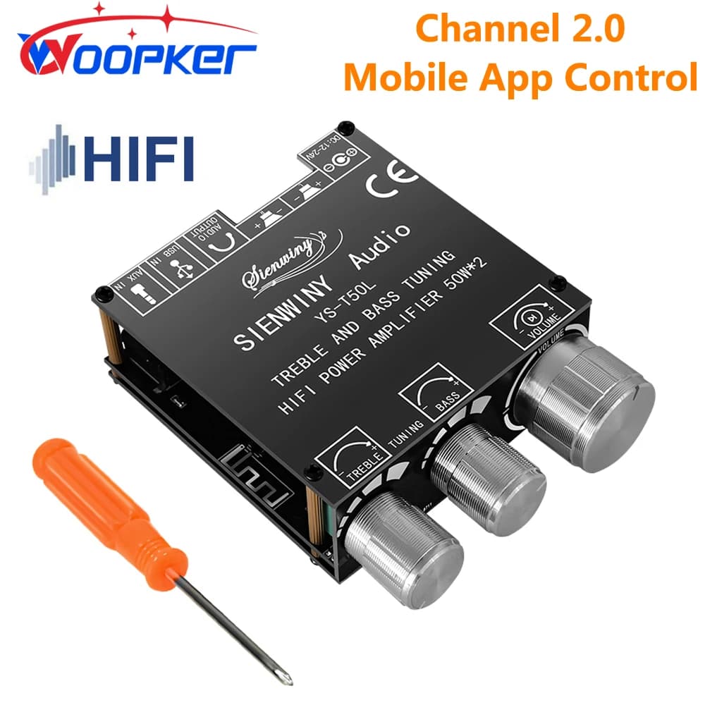 Amplificador HiFi de YS-T50L, canal 2,0, amplificador Bluetooth, altavoces activos de 3,5mm para sistemas de sonido domésticos, compatible con