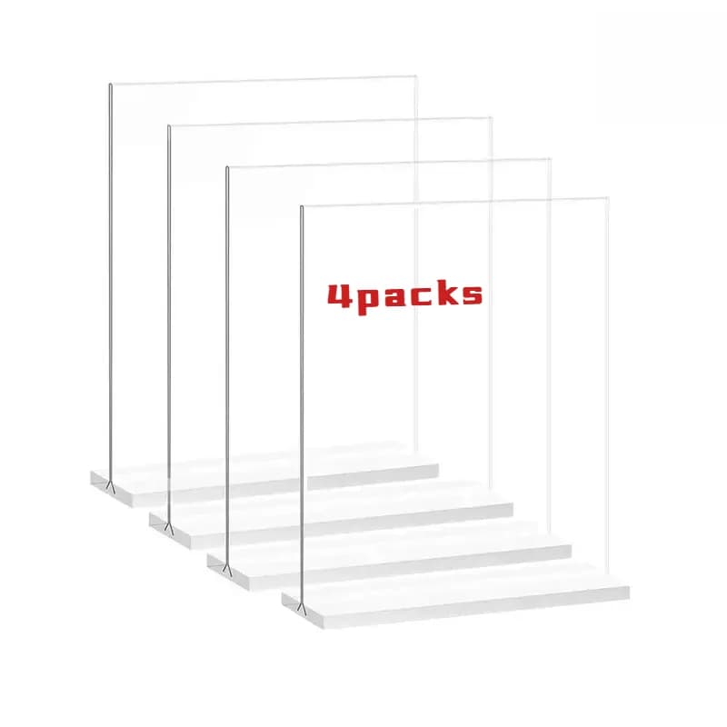 4 Soportes Acrílicos Transparentes para Carteles de Mesa, Soporte de Plástico para Fotos, Tarjetas, Folletos, Soporte para Menús de Restaurante