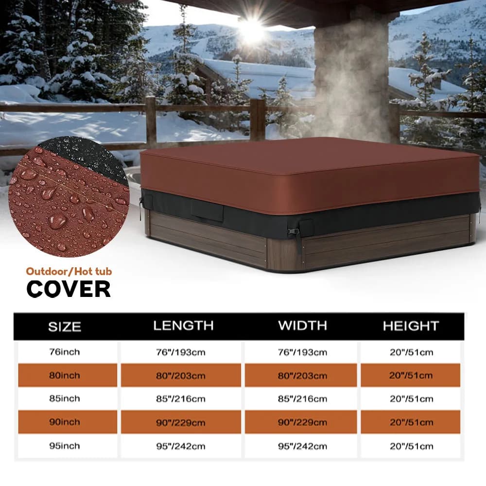 Cubierta para Jacuzzi de Oxford 600D, Cubierta Impermeable para Piscina, Anti-UV, para Spa al Aire Libre, Anti-Caída de Hojas, Nieve y Polvo