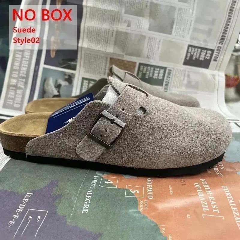Sabots de Daim Estilo Boston para Mujer, Suela de Corcho Cómoda, Zapatos Casuales para Todos los Días