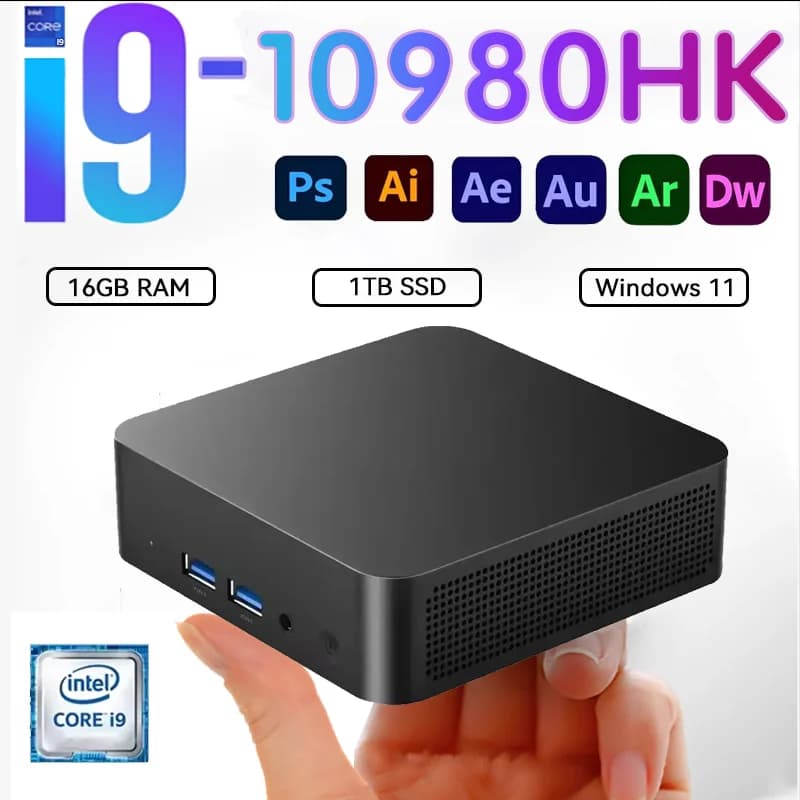 NUEVO Mini PC Intel Core I9 10980HK con 32 GB de RAM, SSD de 1/2 TB, Bluetooth 5.2, WiFi 6, Ethernet de 1000M, Windows 11, para Juegos y Oficina