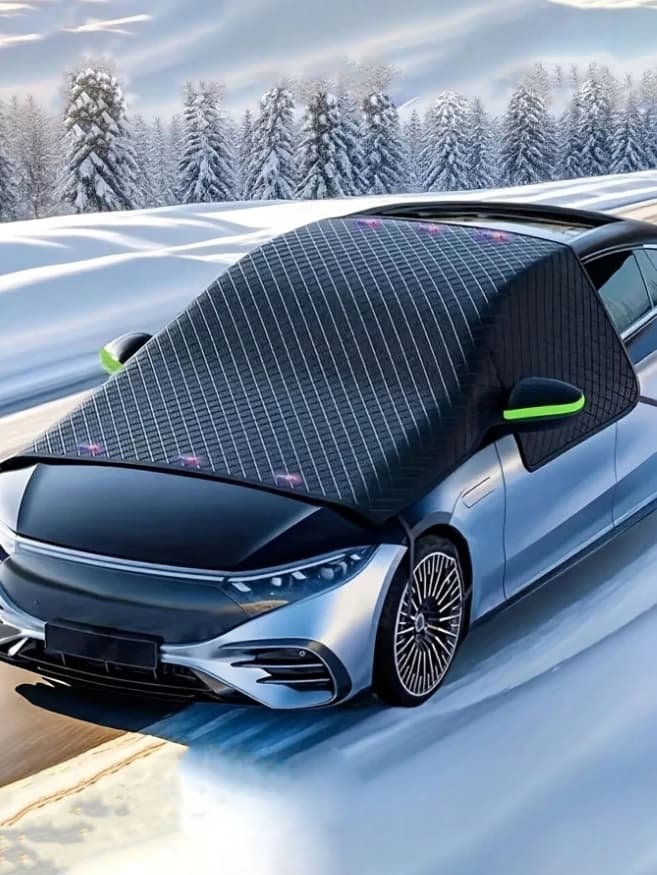 Adecuado para todos los vehículos: parabrisas de tela Oxford con protección UV y protectores contra la nieve, apto tanto para invierno como en