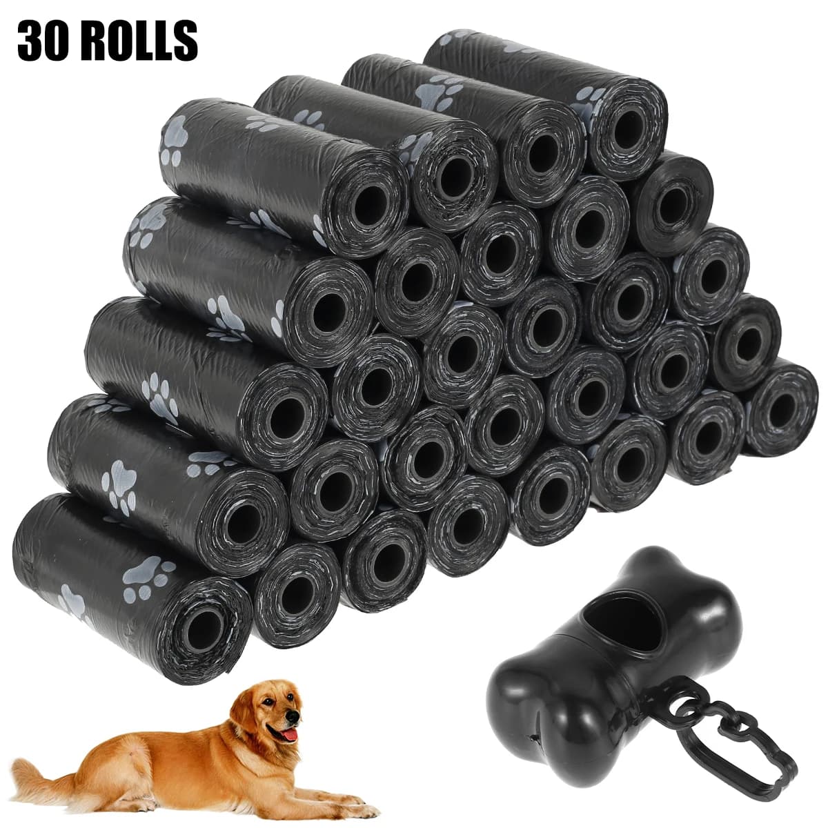 30 rollos de bolsas para excrementos de perros, bolsas desechables para residuos de mascotas, diseño de bolsas para excrementos de mascotas,