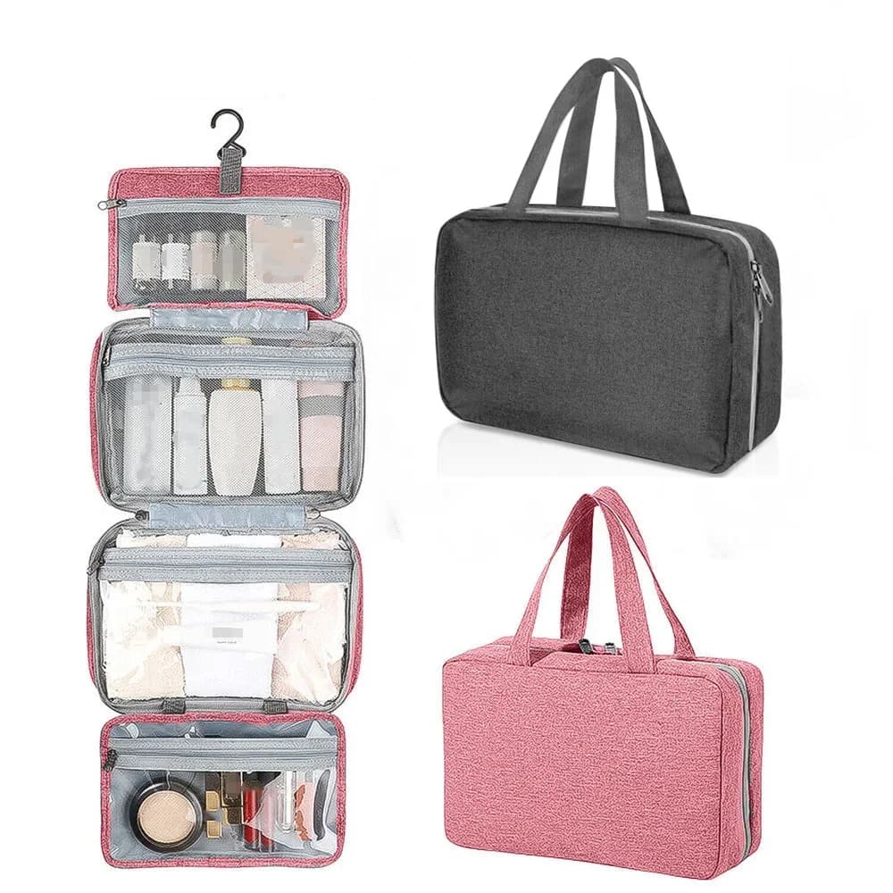 Bolsa de aseo con gancho colgante grande, bolso impermeable plegable de viaje, estuche organizador de almacenamiento para maquinilla de afeitar y