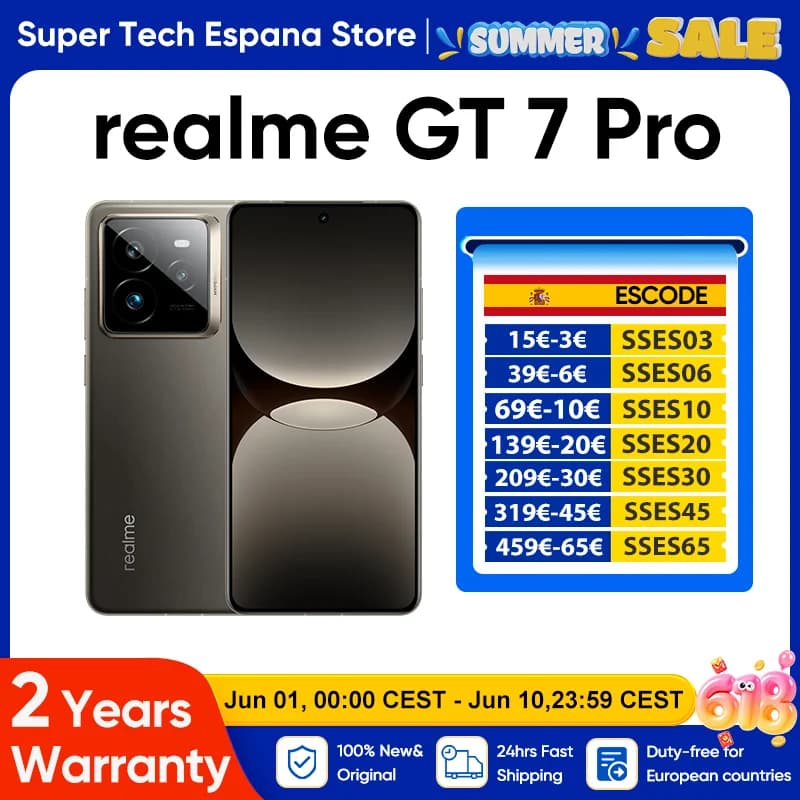 Realme-Smartphone GT7 Pro 5G, 12GB + 256GB/512GB, Snapdragon 8 Elite, 6,78 ", 120Hz, pantalla curvada de cuatro lados, envío rápido 24H
